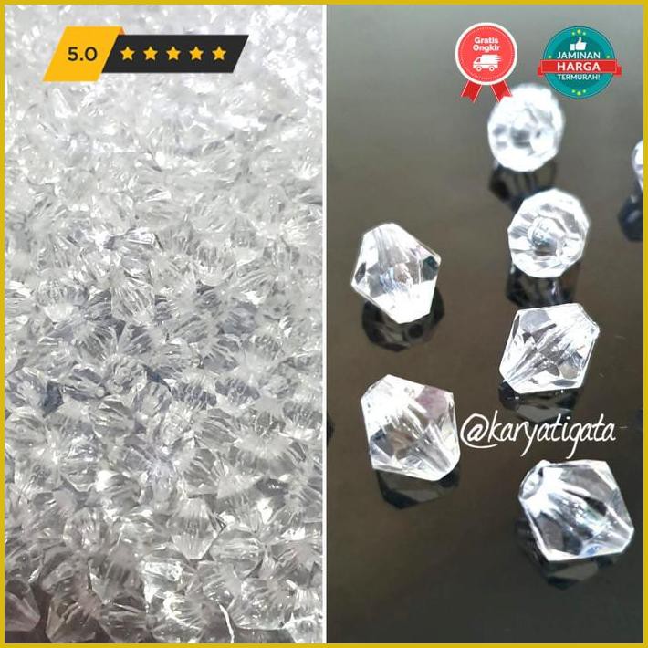 

Kerajinan Tangan (450 Gram) Mote Akrilik Bening Diamond 12 Mm - Putih Exclusive