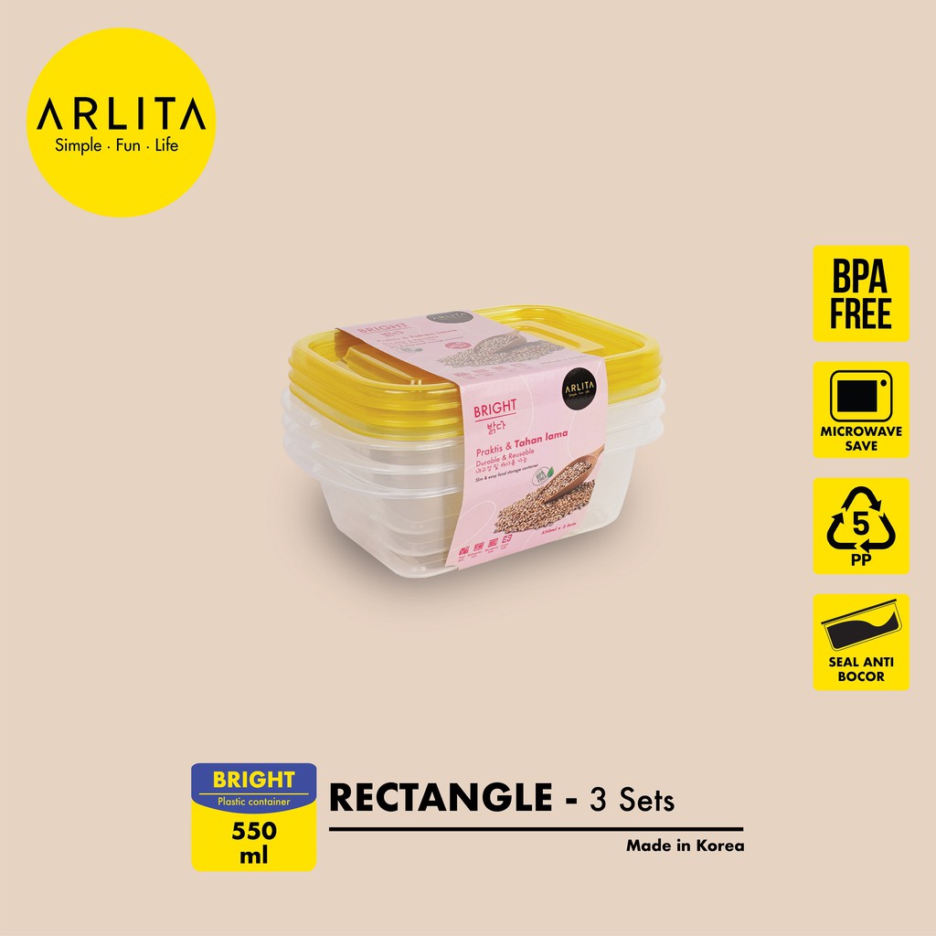 ARLITA BRIGHT SERIES PLASTIC CONTAINER Wadah Penyimpanan Plastik