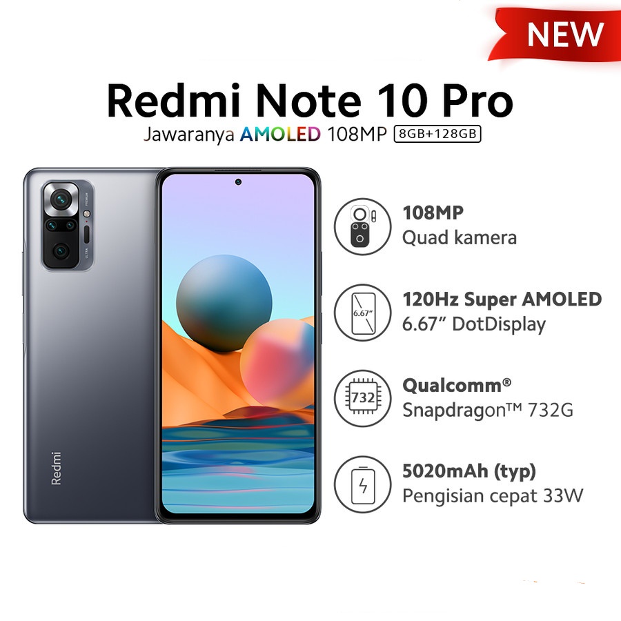 Xiaomi Redmi Note 10 Pro 6/128GB AMOLED 6.67" 108MP NFC Smart HP - Onyx Gray
