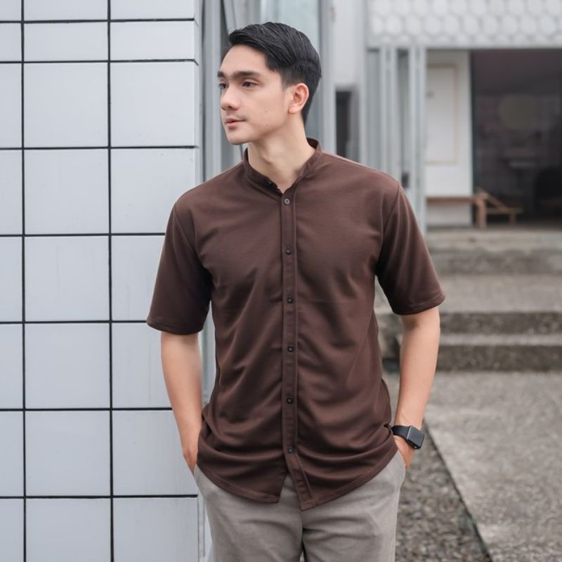 kemeja pendek bahan pique premium
