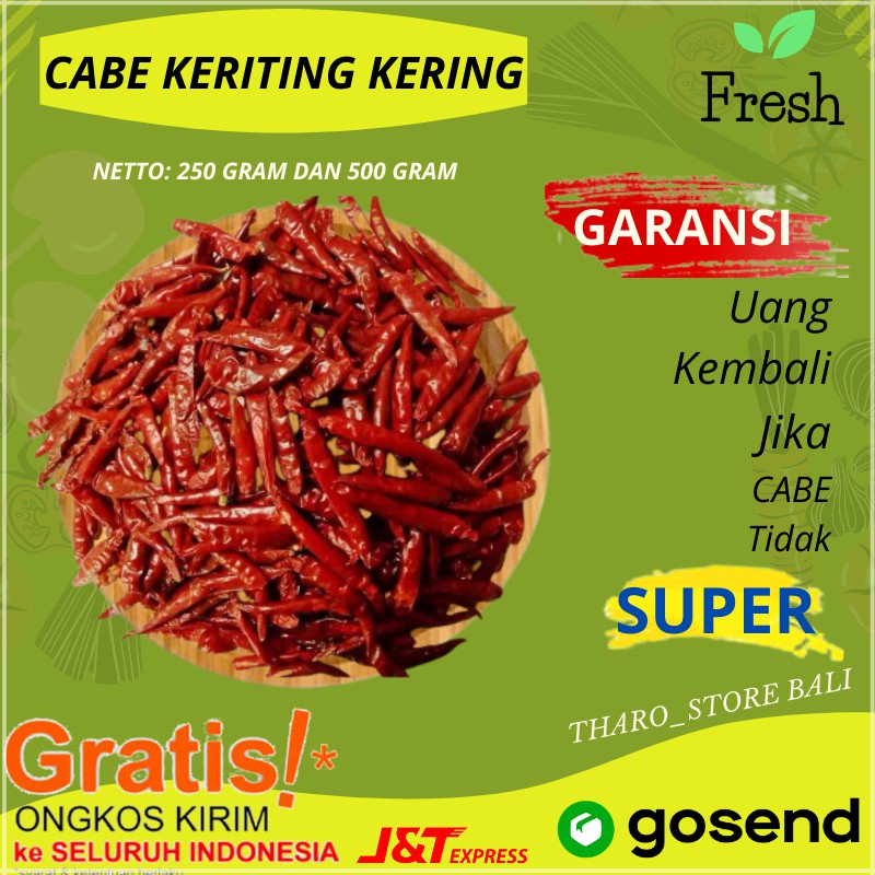 

bumbu dapur Cabe keriting 250 gram storeonlinetermurah denpasar bali cabe kering kualitas super