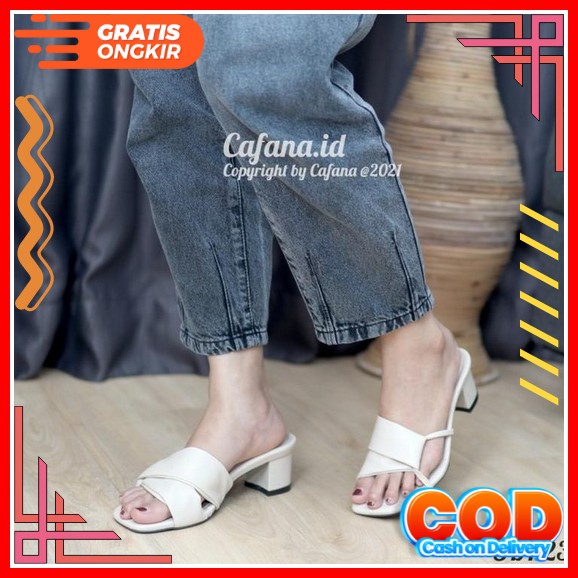 Sendal Selop Wanita Hak Tahu Heels Pesta Kondangan Ibu Perempuan Murah - Hitam, Heels Wanita Hels Ha