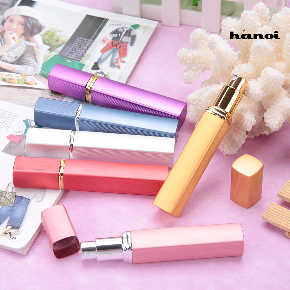 HQTM_12ml Portable Aluminum Empty Perfume Bottle Glass Pump Atomiser Refillable Case