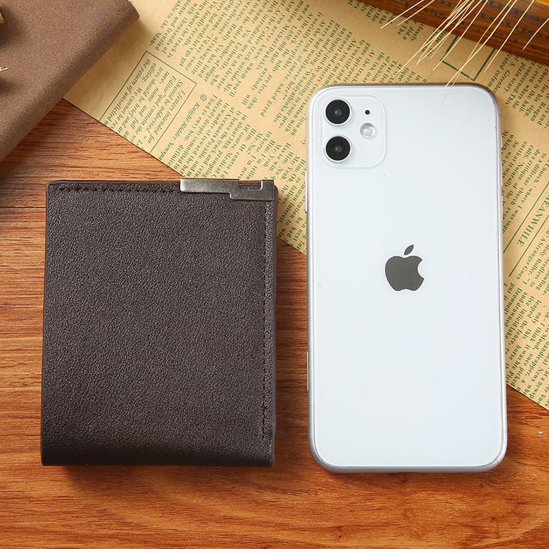 ASHIN829 Dompet Pria Trifold Kulit PU Dompet Pria D1011-1 Dompet Slot Multi-kartu Tipis Pendek Pria Yang Diimpor