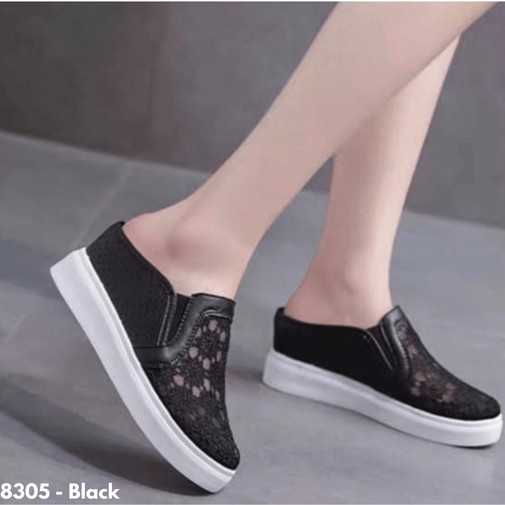 SEPATU WEDGES SLOP BROKAT PRAKTIS CASUAL REMAJA DEWASA GAYA KOREA 8305 IMPORT