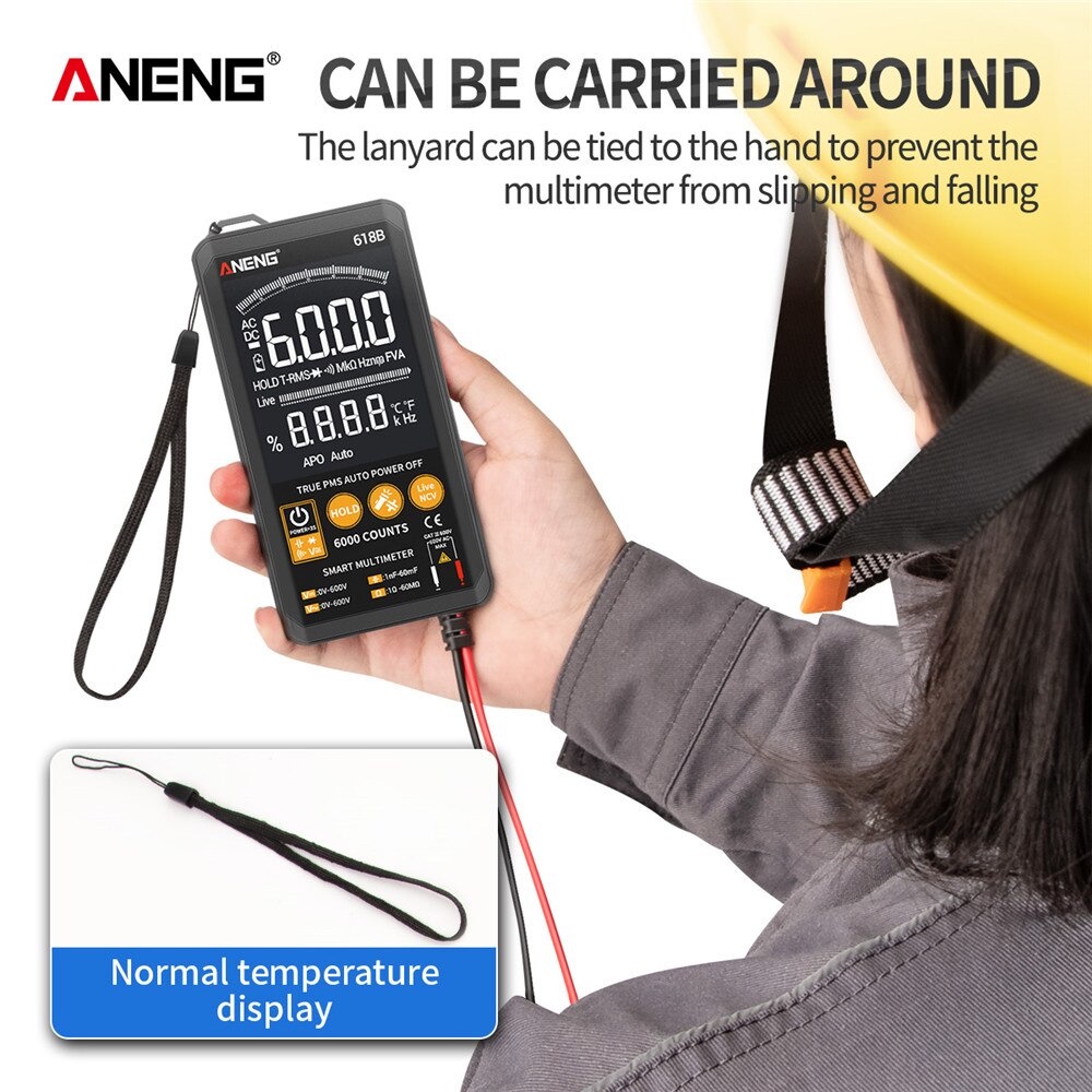 ANENG Digital Multimeter Voltage Tester - 618B - Black