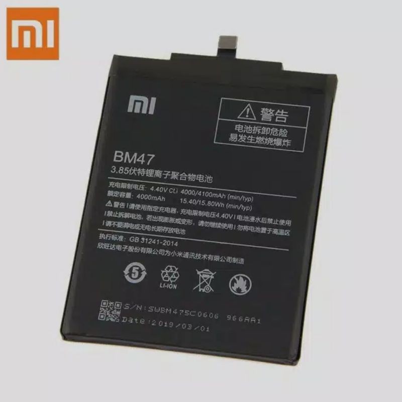 BATERAI ORIGINAL XIAOMI REDMI 4X / REDMI 3 / 3S/ 3x / BM47 - ORI 100%