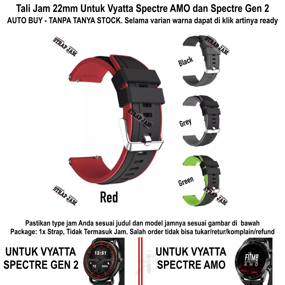 SSR Tali Jam 22mm Watch Strap Vyatta FitMe Spectre 2 / Amo - Rubber Silikon Sporty