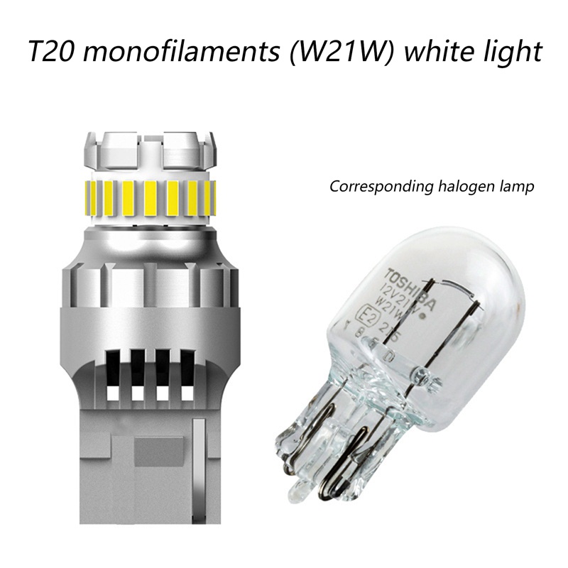 2Pcs Car T20 7440 W21W LED Canbus Reverse Lights 7443 LED Bulb Tail Brake Signal Lights 6000K Super Bright Lamp