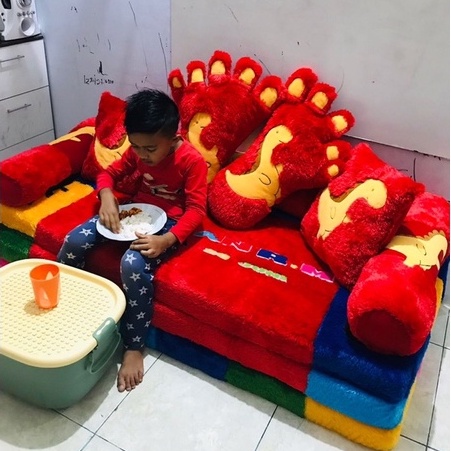 Sofa Bed Karakter Motif 200x150x10 cm / Kasur Lipat Bulu Panda Bear Hello Kitty Doraemon Keroppi