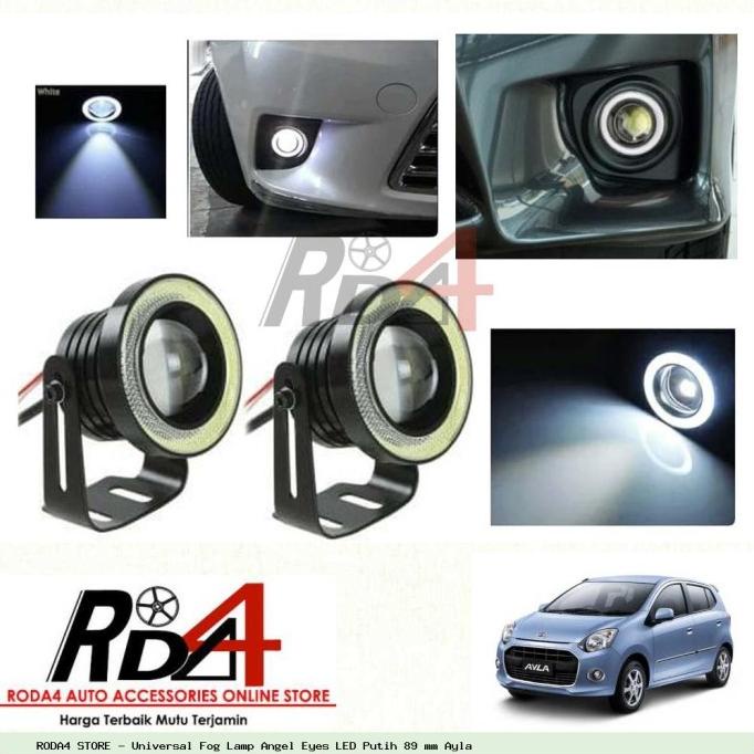 Universal Fog Lamp Angel Eyes LED Putih 89 mm Ayla rod4
