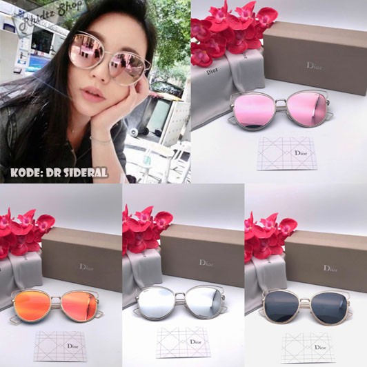 DR Sideral kacamata wanita lensa pink silver hitam orange frame besi super premium grade ori dior