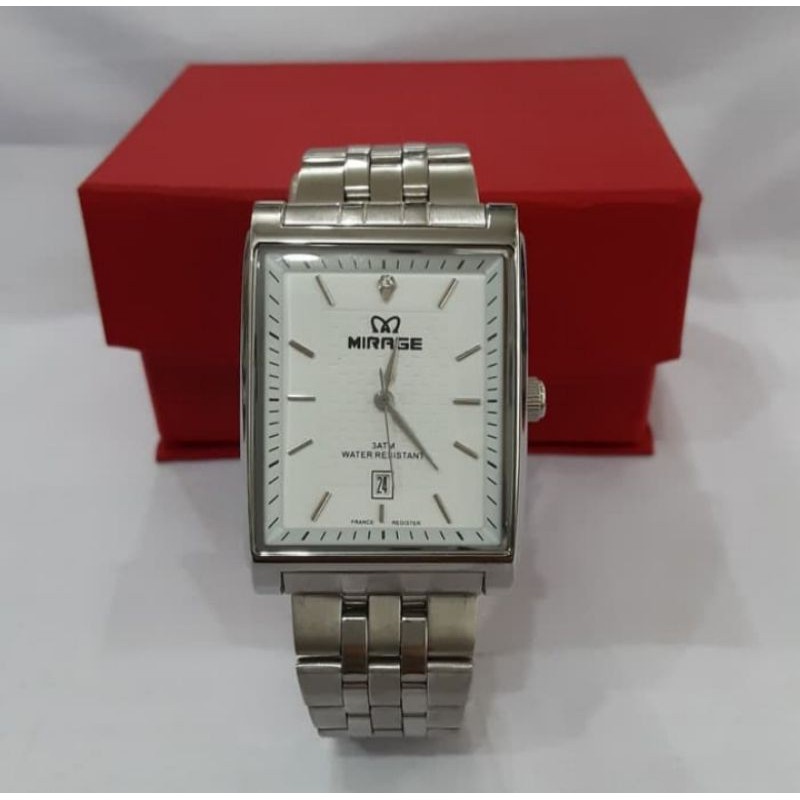 jam tangan pria;MIRAGE M8667BRP-Lsegi silver~ORIGINAL WATER RESISTANT~TGL~STAINLEES