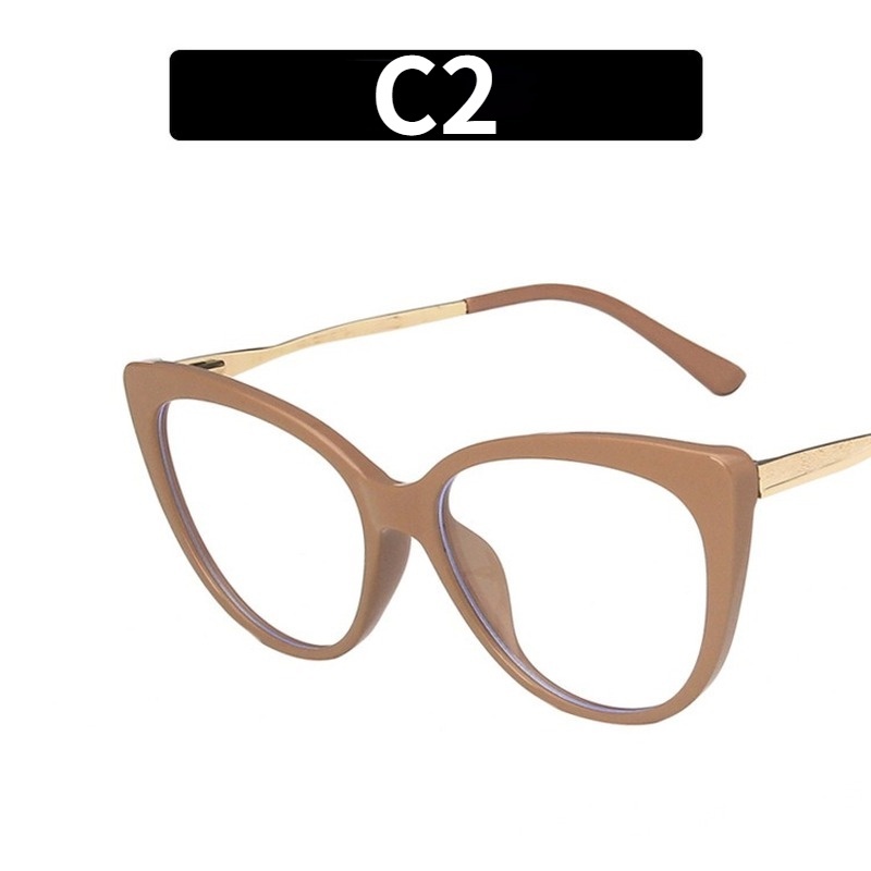 (YUZHU) COD Eropa dan Amerika Mode TR90 Anti Blue Light Logam Bingkai Cat Eye Retro Kacamata Perempuan