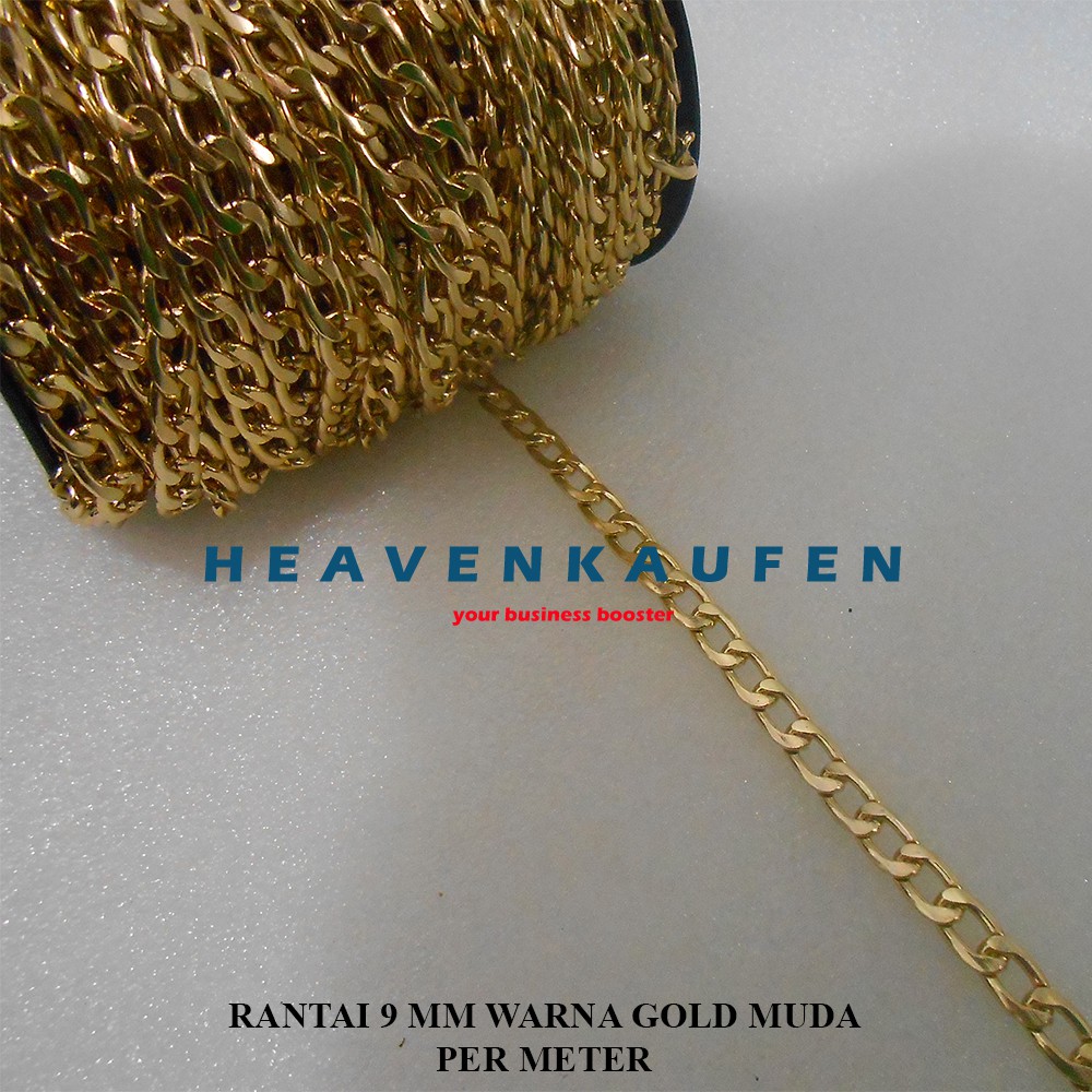 Rantai Lebar 9 mm Warna Gold Muda Untuk Rantai Tas Clutch Dompet Dll Harga Per Meter