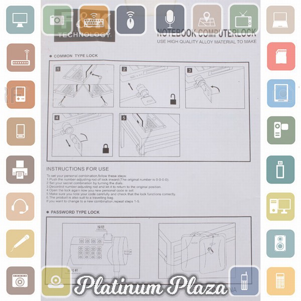 F&amp;K Kunci Pengaman Laptop Code Number Security Lock - 18458 - Silver`69CP2E-