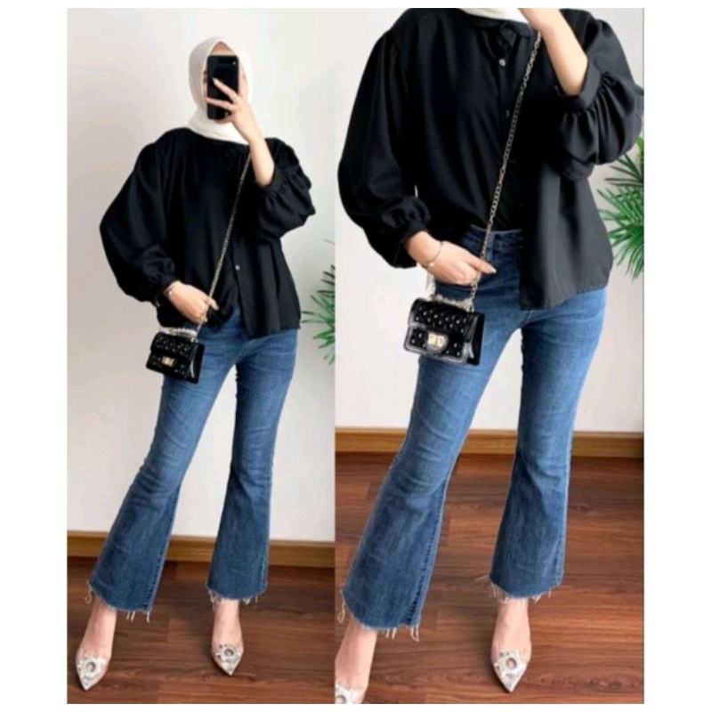 ELZE BLOUSE ATASAN WANITA OVERSIZE KEMEJA POLOS SYAKILA