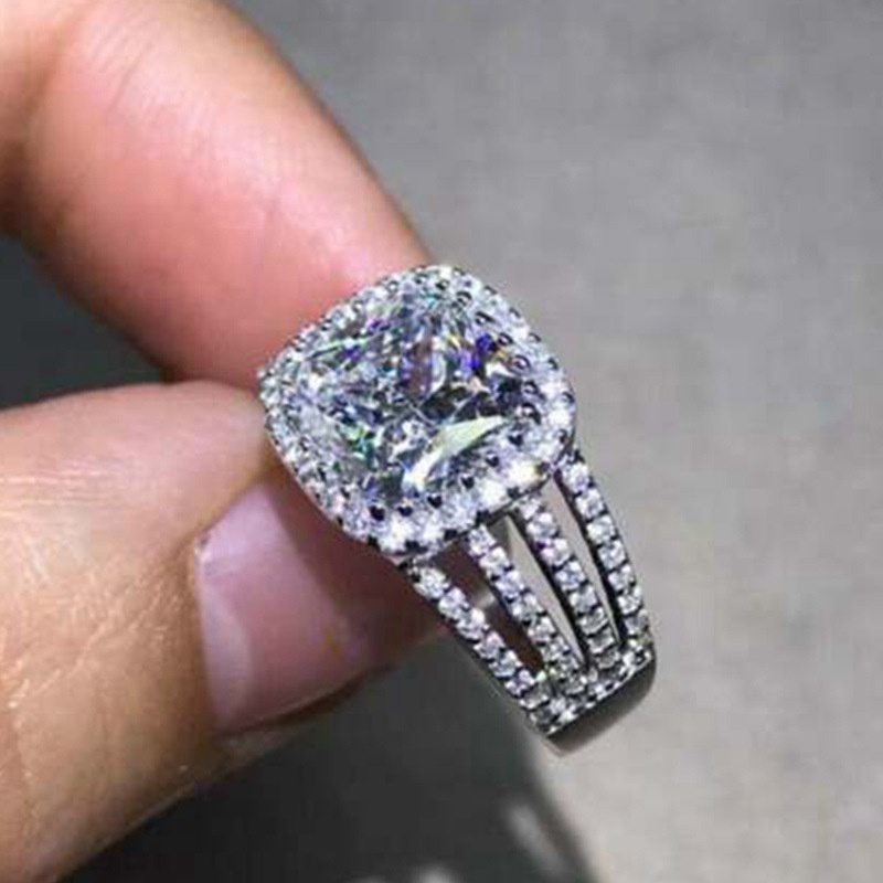 Fancyqube Cincin Wanita Hias Cubic Zirconia Untuk Pernikahan