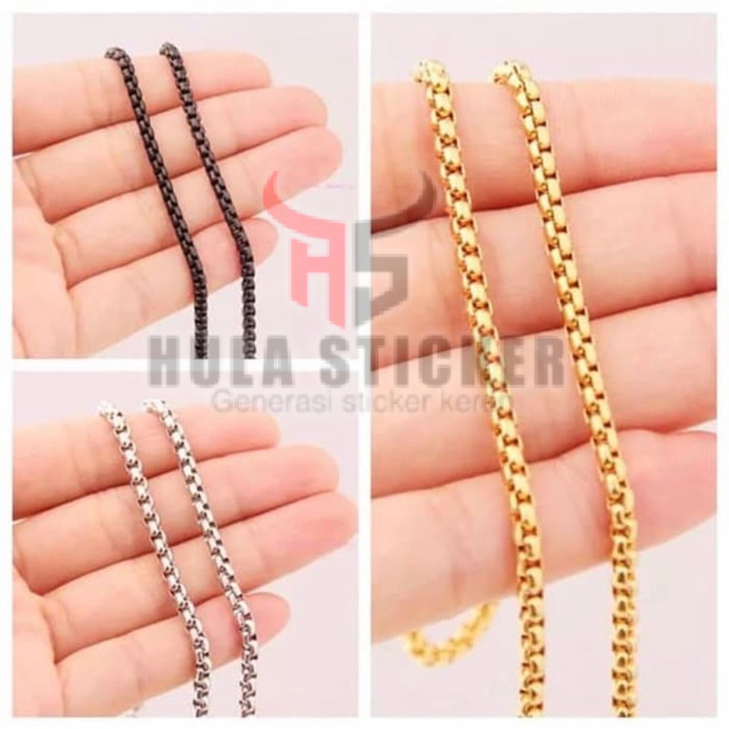 Kalung Titanium Wanita Pria Stainless 316L Rantai Kalung Titanium ROLO Anti Karat Dan Tidak Luntur