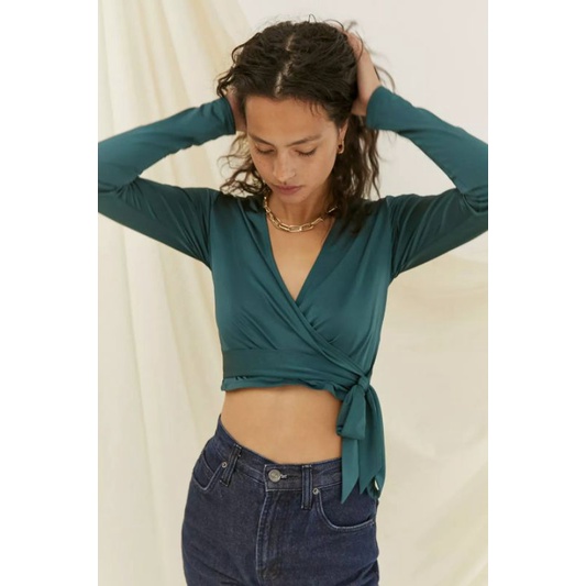 URBAN OUTFITTERS SATIN WRAP BALLET TOP