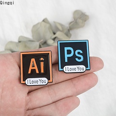 Bros Pin Enamel Desain Programmer AI PS I Love You Untuk Kerah