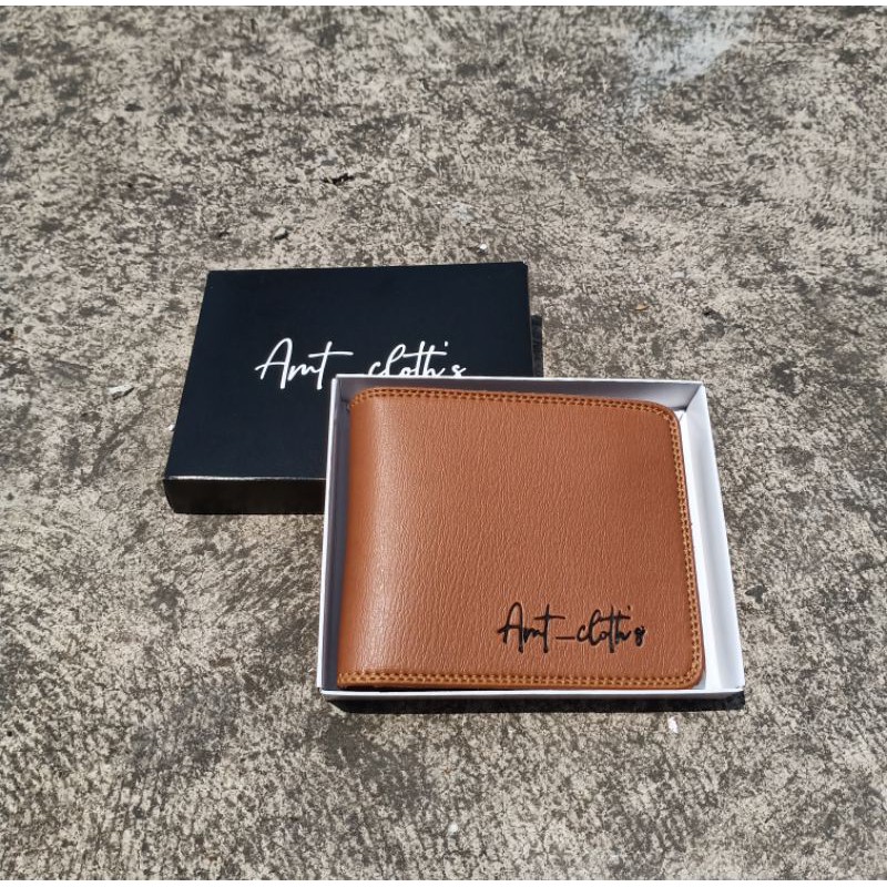 DOMPET PRIA SEMI KULIT AMT 02 POLOS PENDEK COKLAT MUDA