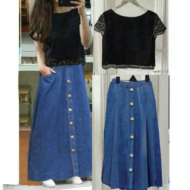 SB Set baju brokat bangkok dan rok jeans