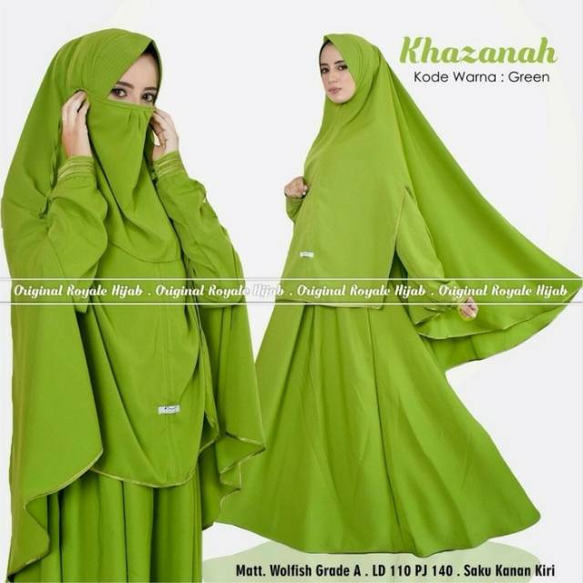 Gamis khazanah syari set cadar khimar spits wolfis jumbo murah