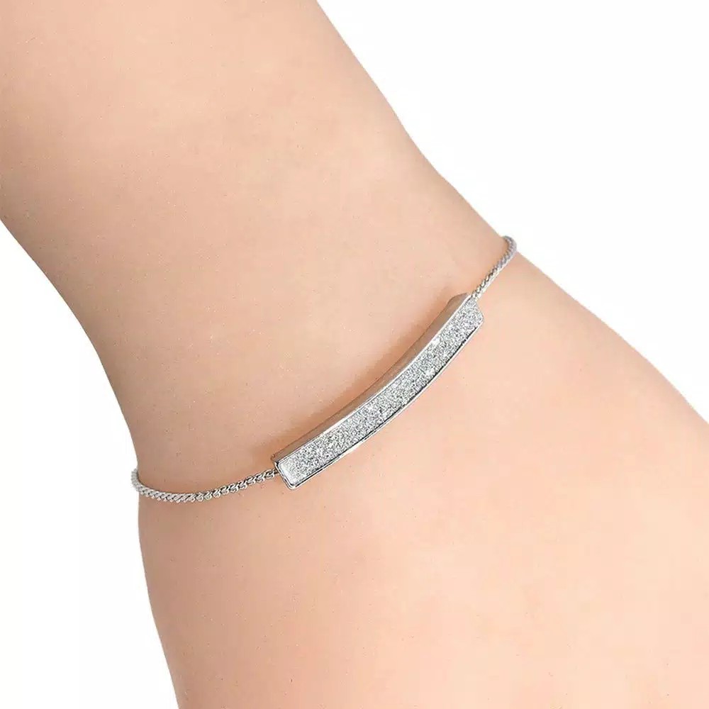 TBI Simple Bracelet Crystal Bar Cuff Chain Gelang Simple Model Korea