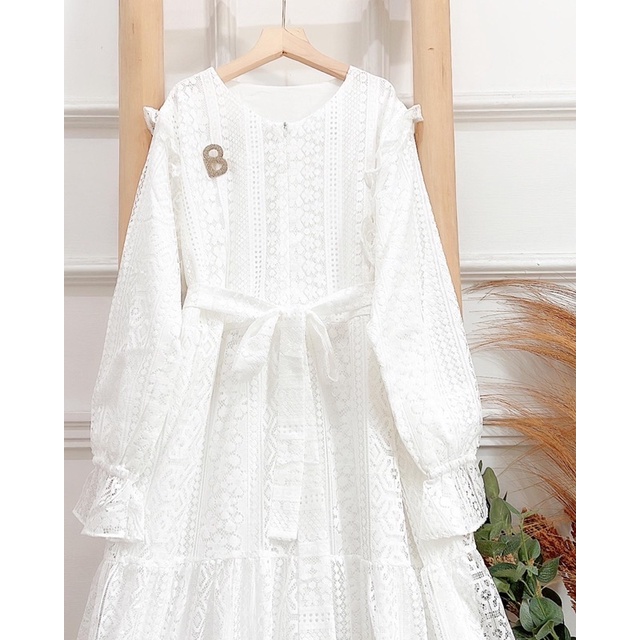 PRE ORDER 14 HARI KERJA ,NAGITA MAXY  (DRESS PUTIH/OFF WHITE)-1