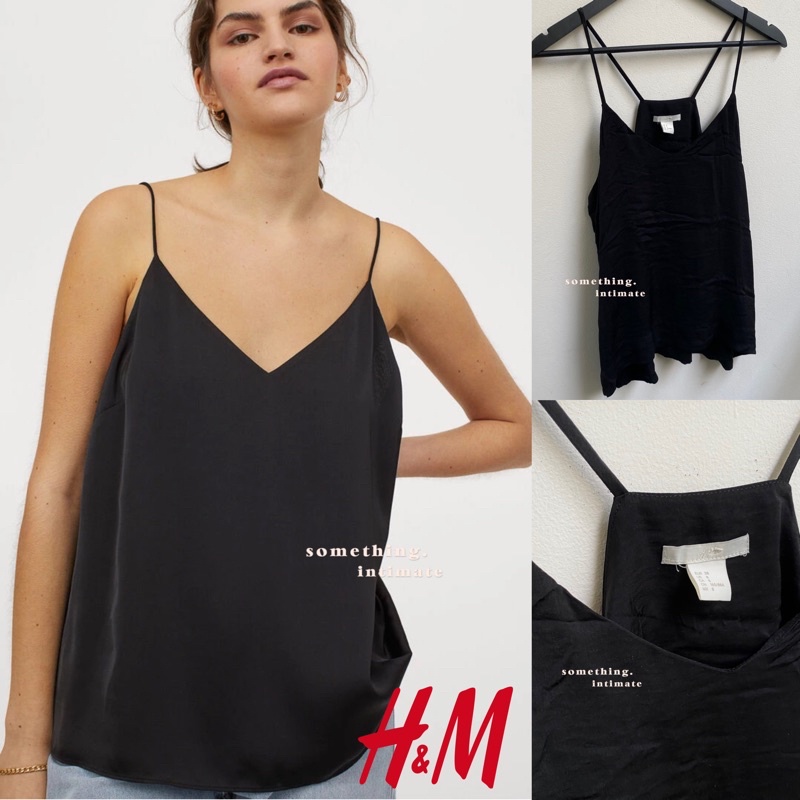 H&M Contemporary Satin Camisole Tank Top / Hnm Woman Sisa Export Jastip Spagetti Strap Batik Modern