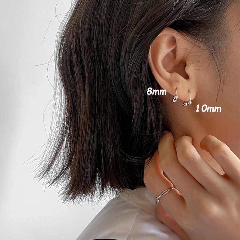 Roselife 1 Pasang Anting Tusuk Bentuk Bola Bahan Stainless Steel Untuk Unisex