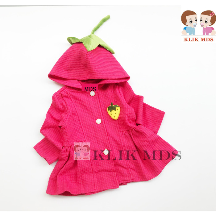 Klik Mds Baju Anak Bayi Perempuan Motif Jaket Hoodie Strawberry - FUSCHIA, 2-9 Bulan