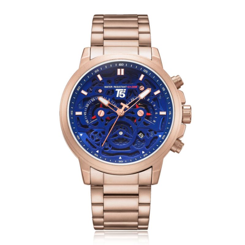 Jam Tangan Pria Keren T5 H 3624 H3702 Rantai Original Chronograph Tahan Air