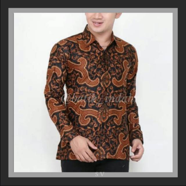 Kemeja Batik  Pria  PPBTK07 Modern Lengan Panjang Casual 