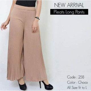  CELANA  PLISKET  KULOT HIGH WAIST PLEATED CHIFFON WIDE LEG 