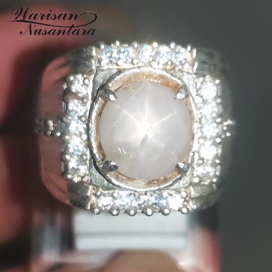 Cincin Batu White Safir Star Srilangka Asli
