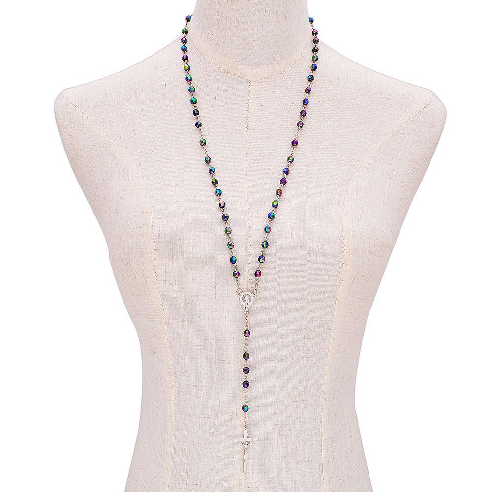Perhiasan Kalung Salib LILY Charm Salib Rosario Beads Chain