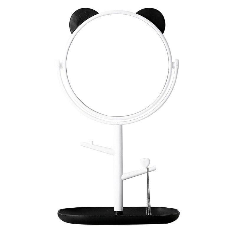 Kaca Make Up Bulat / Cermin Motif Telinga Panda , Kucing / Standing Mirror