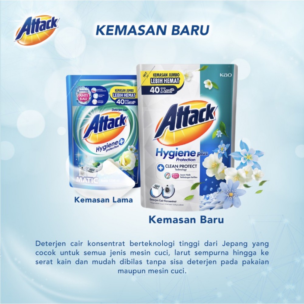 Attack Detergent Cair Hygiene Plus Protection Liquid - 1200 ml