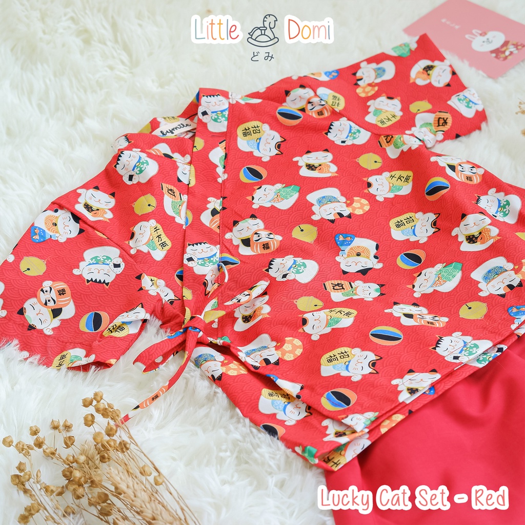 Lucky Cat Kimono Set ( Boy ) - Pakaian Anak - Kimono Anak - Setelan Anak - Little Domi