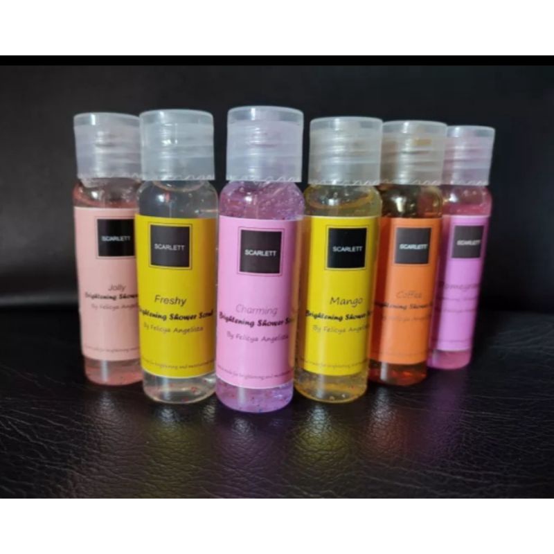 ✨Scarlett whitening 30ML brightening body Shower Scrub Mini Jolly freshy pomegrante coffe✨