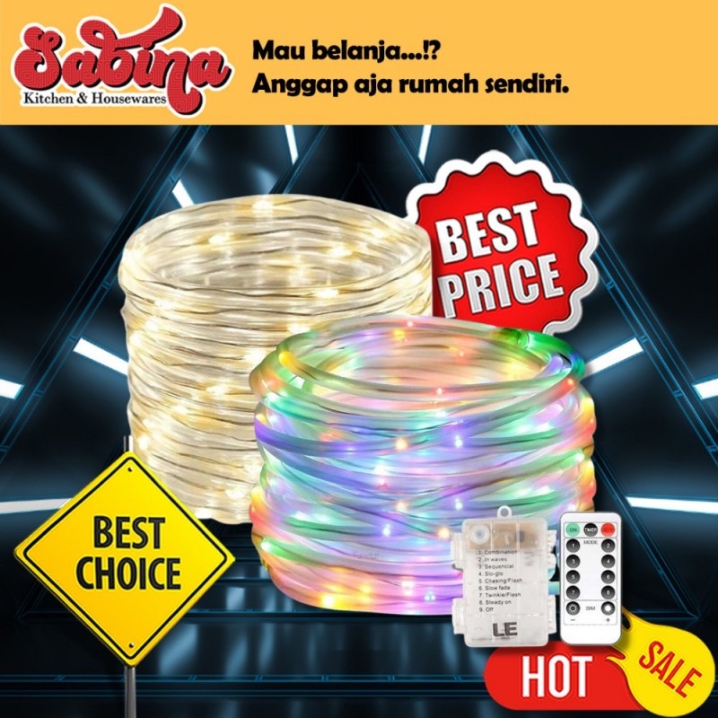 Lampu Hias String Dekorasi Taman 100 LED 10 Meter Remote Waterproof
