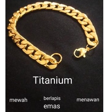 gelang tangan titanium pria wanita model rantai emas----GL06