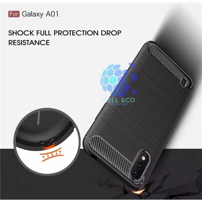 CASE CARBON SAMSUNG A01 casing hp silikon softcase case premium carbon cover