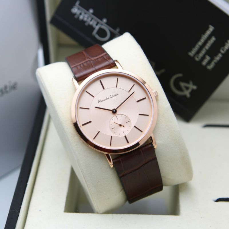 ALEXANDRE CHRISTIE AC8575 AC 8575 LEATHER STRAP JAM WANITA ORIGINAL