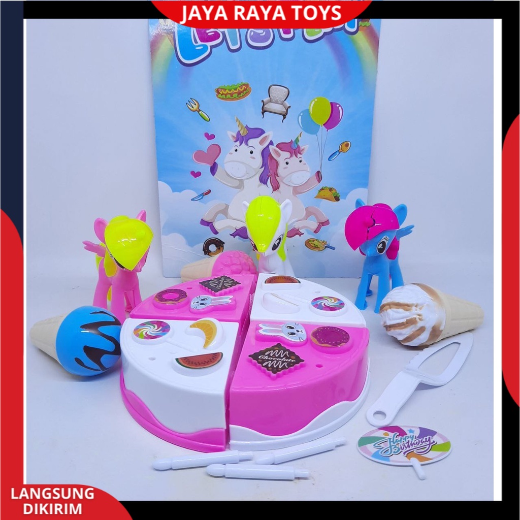 Mainan Anak Kue Tart Potong Ulang Tahun Bonus 3 Kuda Pony Kuda Poni Dan Es Krim Ice Cream Berkualitas