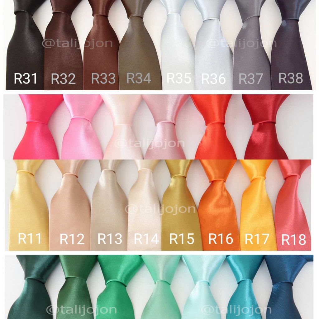 Dasi Pria Dasi Panjang Polos Ukuran 3inc Bahan 100% Silk Premium Warna Lengkap