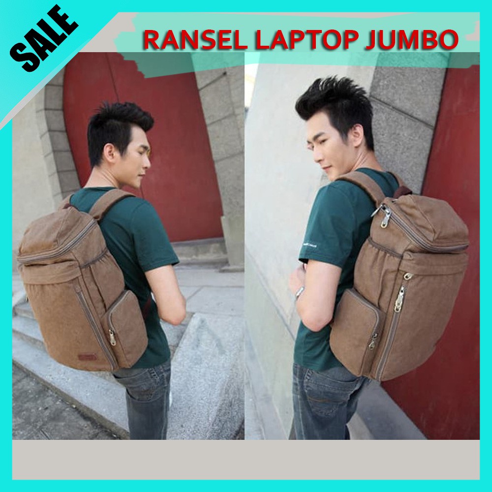Tas Ransel Backpack Laptop Tas Punggung Kanvas Impor Jumbo Tas Kuliah Pria Serbaguna Murah