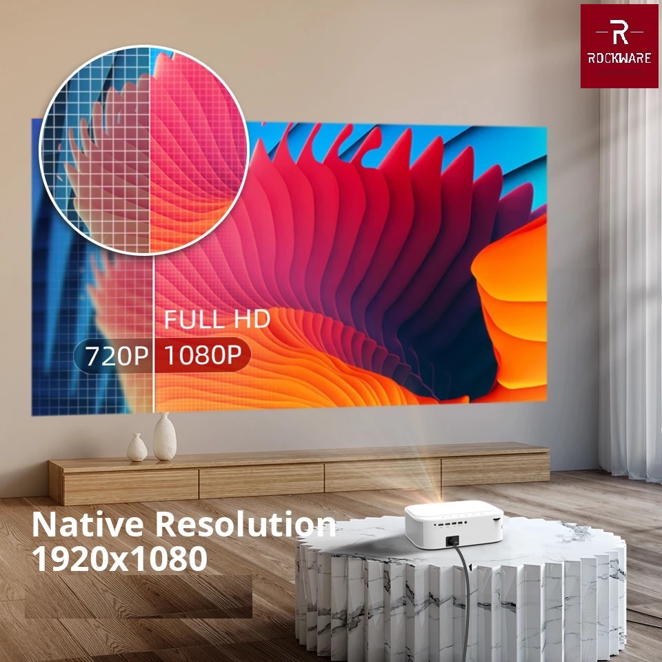 ROCKWARE YG551S 1080P LED Projector WiFi 450 ANSI Lumens Alt Cheerlux